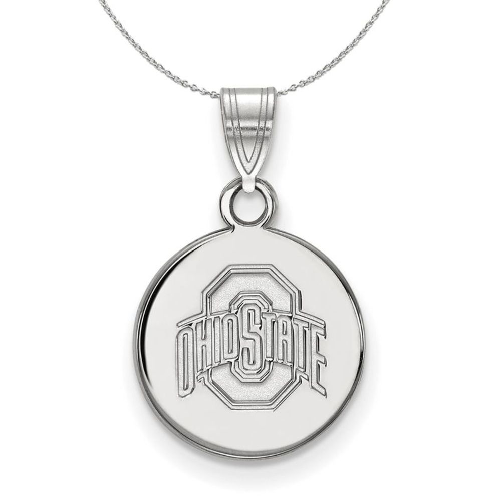 Sterling Silver Ohio State Small Disc Necklace - 20 Inch